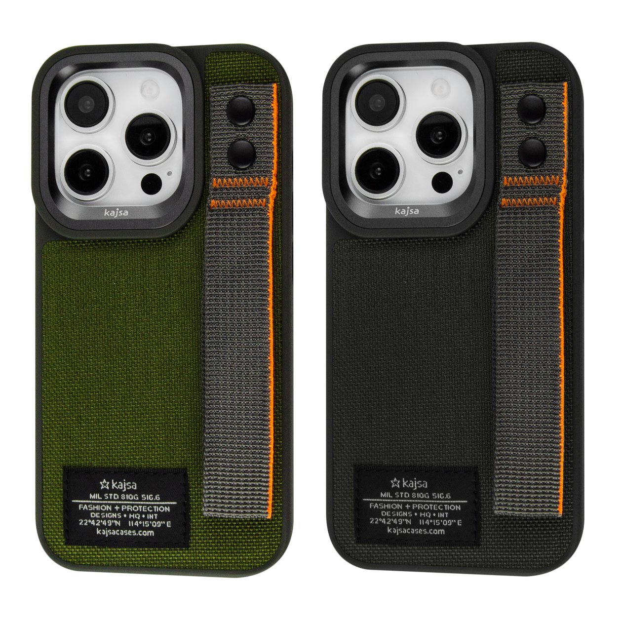Kajsa Military Collection Straps back case for iPhone 15 Pro