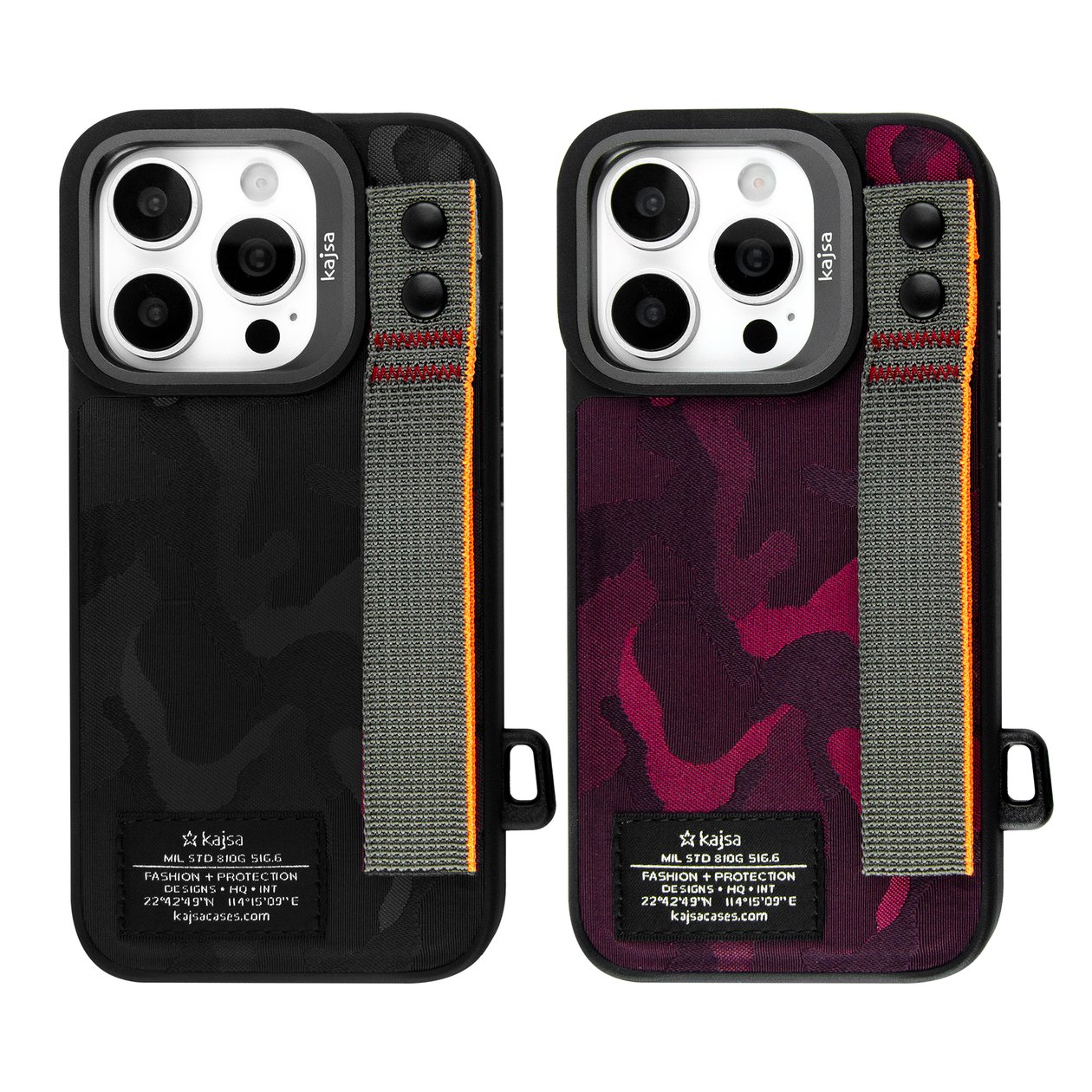 Kajsa Outdoor Collection Camo Satin Straps back case for iPhone 16 Pro