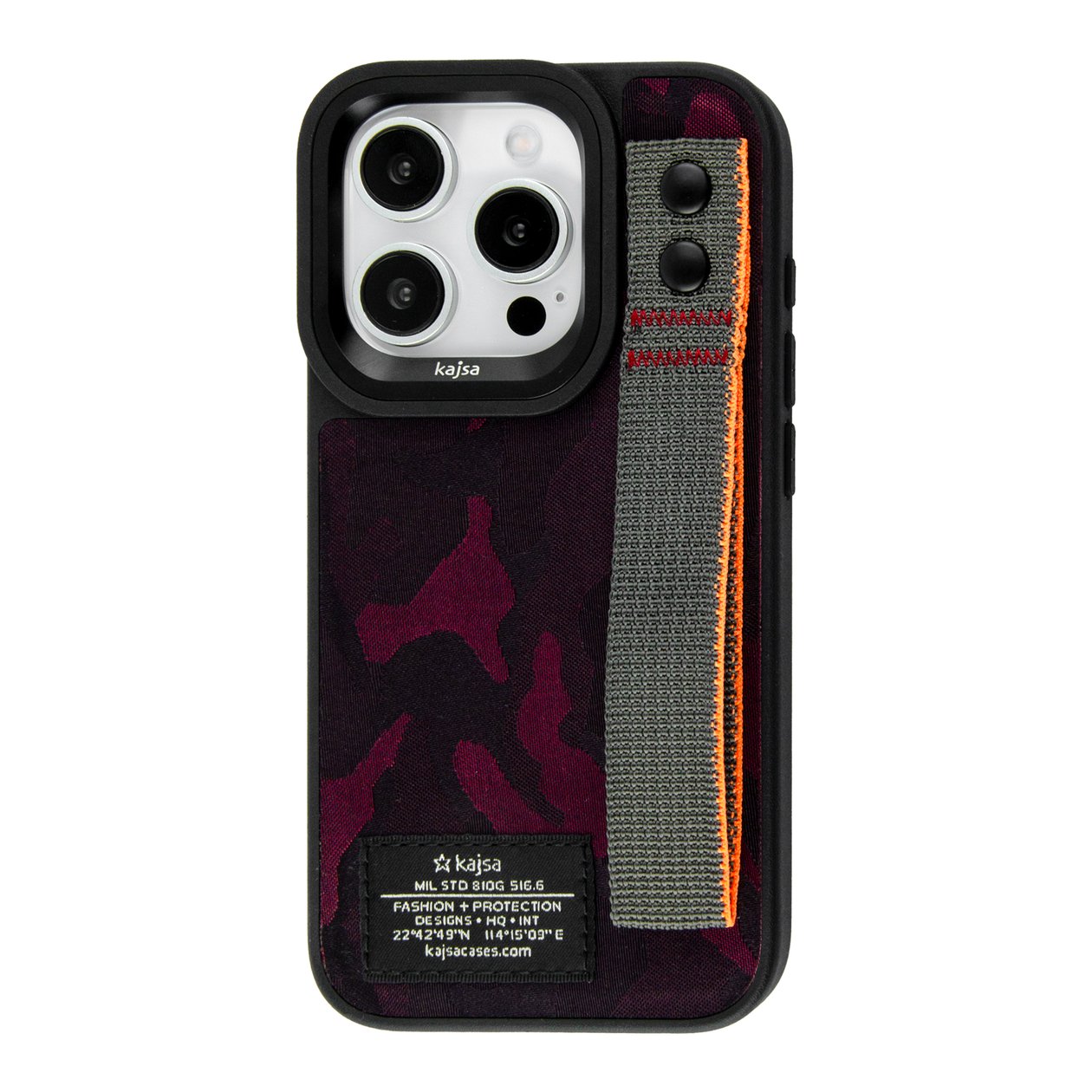 Kajsa Outdoor Collection Camo Satin Straps back case for iPhone 15 Pro Max