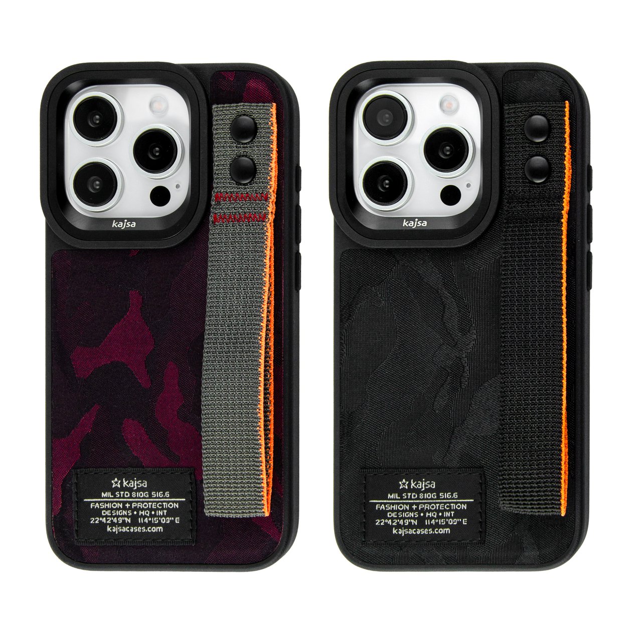 Kajsa Outdoor Collection Camo Satin Straps back case for iPhone 15 Pro