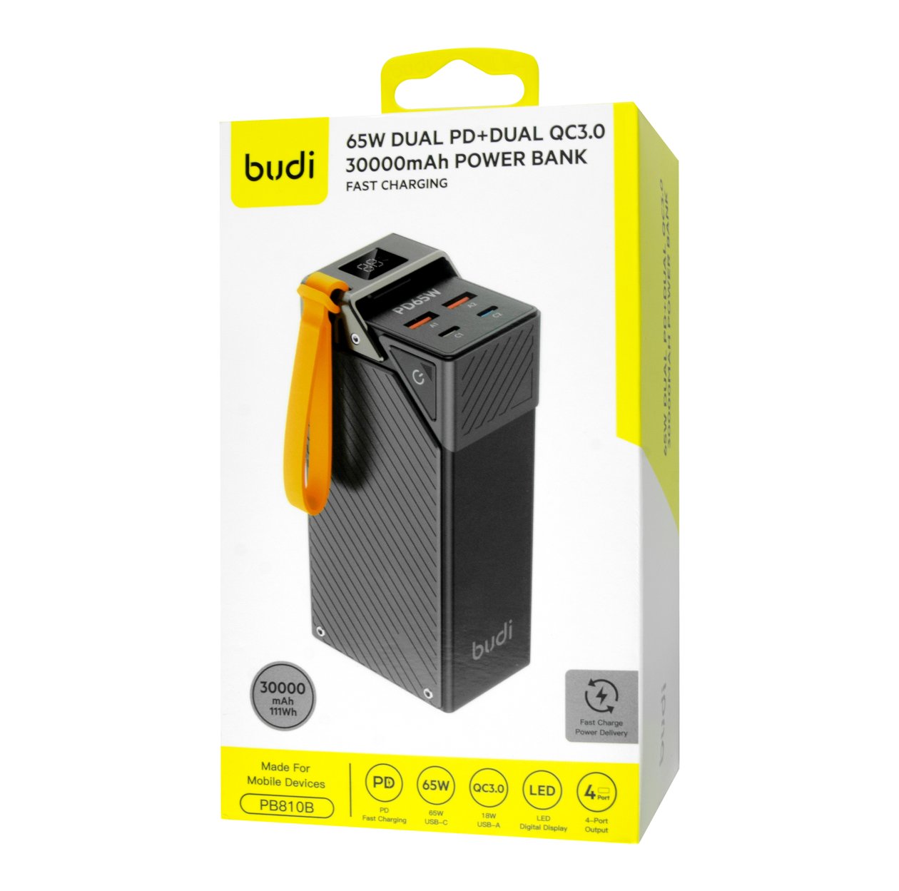 PB810B - Budi Power Bank Dual PD+Dual QC3.0 65W 30000mAh