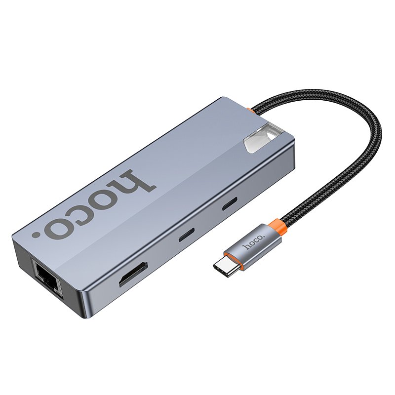 USB Хаб Hoco HB52 Wow 8-in-1 (HDTV+RJ45+SD/TF+PD+Type-C3.0+USB3.0*2)