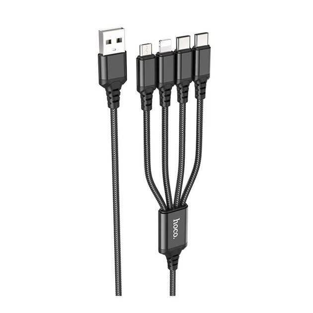 Кабель Hoco X76 4-in-1 (Type-C+Type-C+iP+Micro)