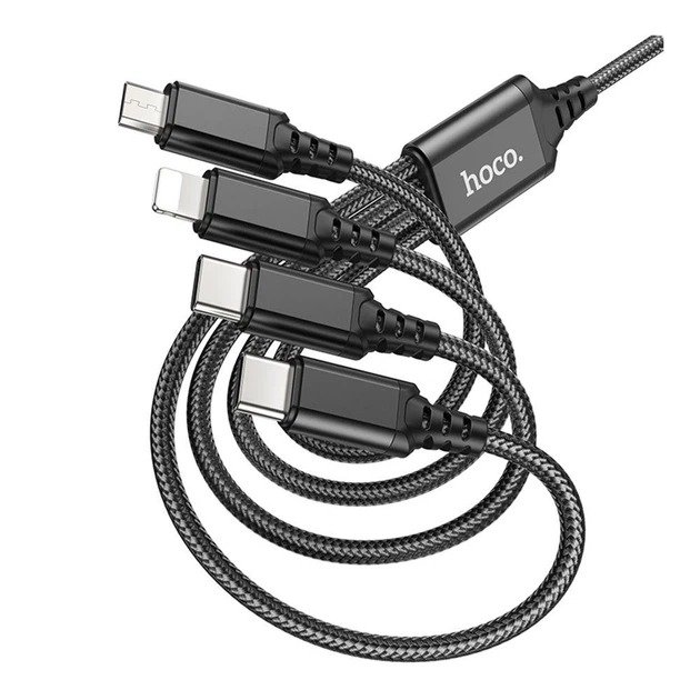 Кабель Hoco X76 4-in-1 (Type-C+Type-C+iP+Micro)