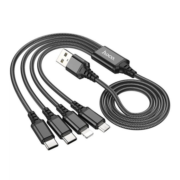 Кабель Hoco X76 4-in-1 (Type-C+Type-C+iP+Micro)