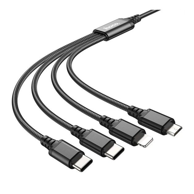 Кабель Hoco X76 4-in-1 (Type-C+Type-C+iP+Micro)