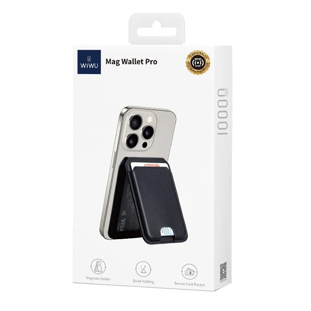 WIWU Визитница MW-005 Magsafe Compatible Leather Card Holder with Stand