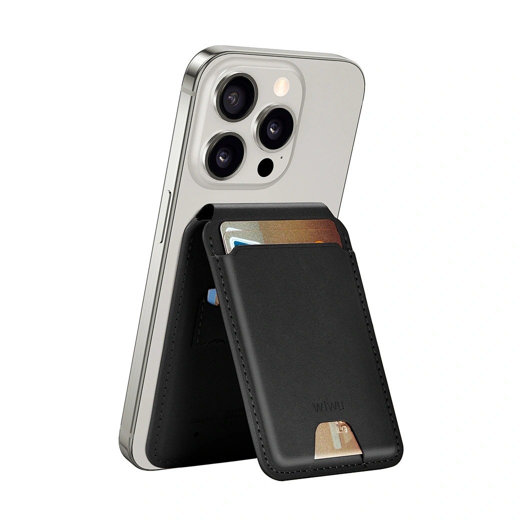 WIWU Визитница MW-005 Magsafe Compatible Leather Card Holder with Stand