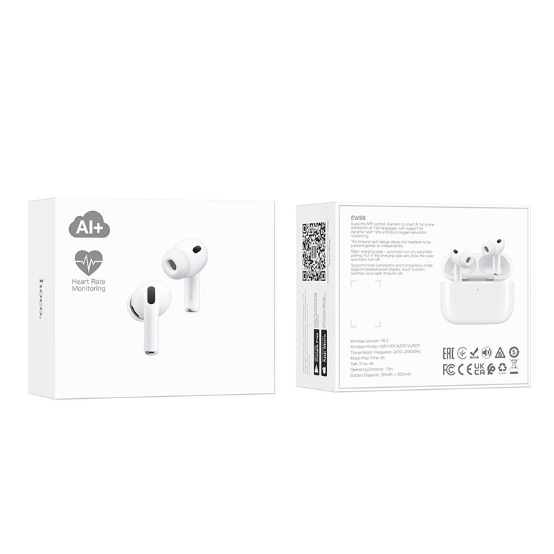 Наушники (вакуумные) TWS Hoco EW98 ANC Intelligent AI translation+heart rate monitoring