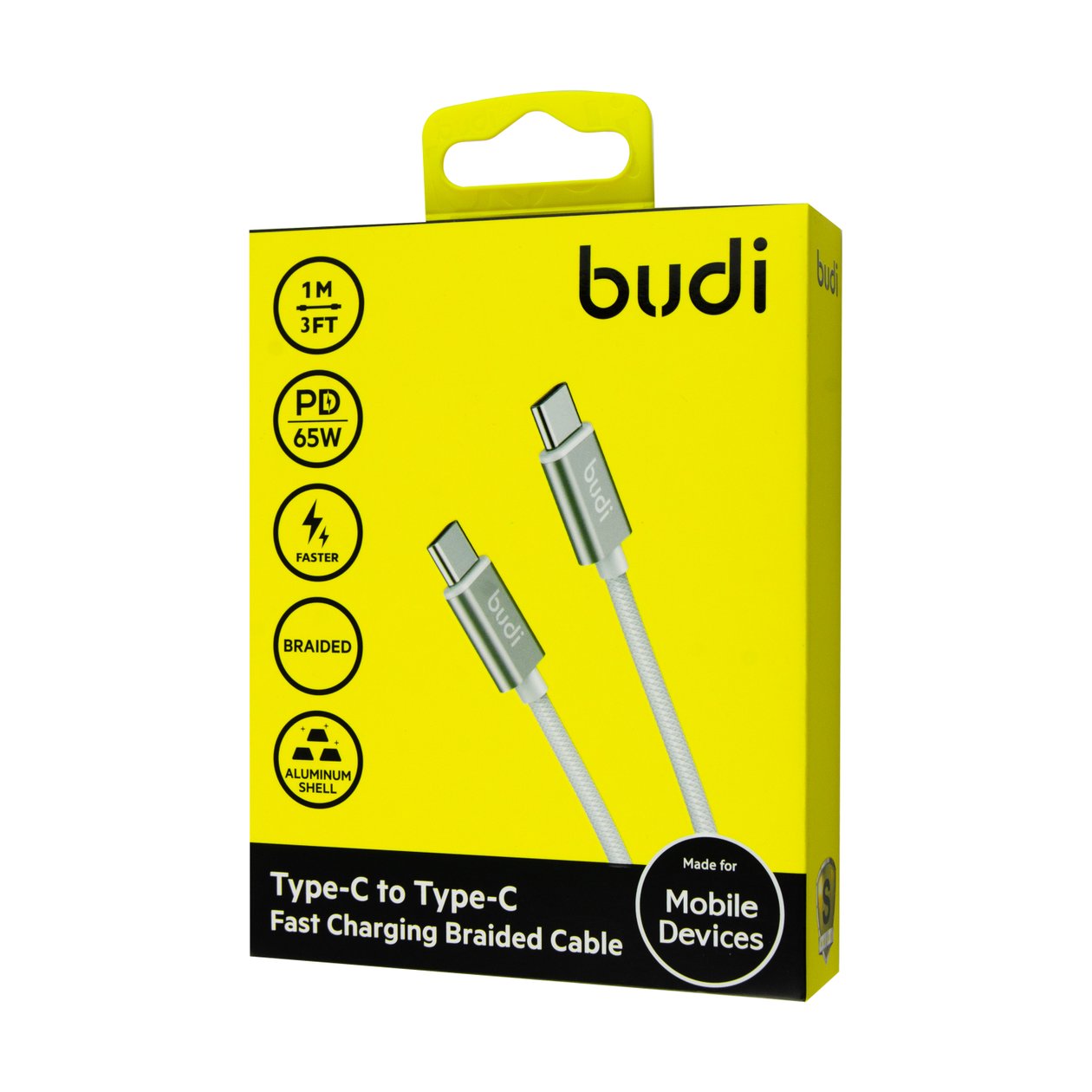 DC103TT30 - USB-кабель Budi Type-C to Type-C Fast Charging Braided Cable 3m