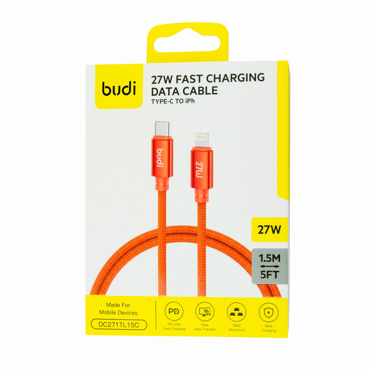 DC271TL15C Budi 1.5m 27W Type-C to Lighting Cable