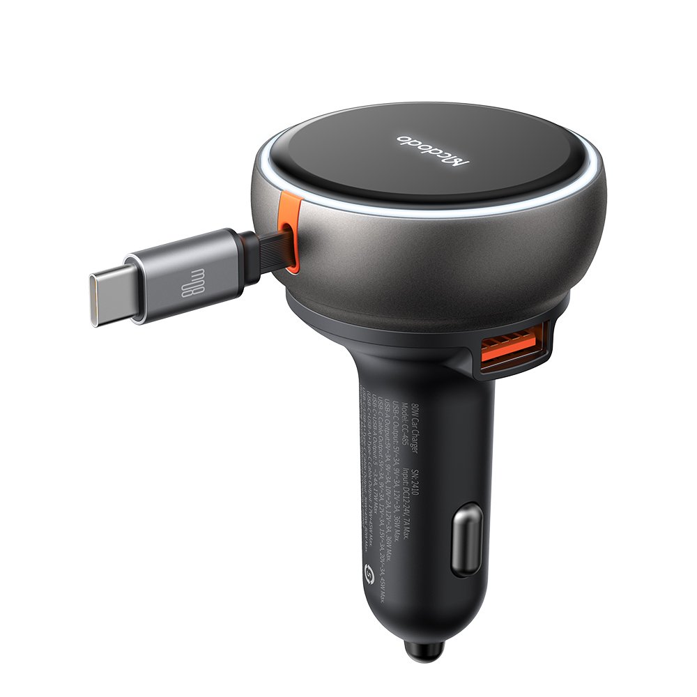 AЗУ MCDODO CC-4850 Car Charger 80cm retractable USB-C Cable 80W 1A