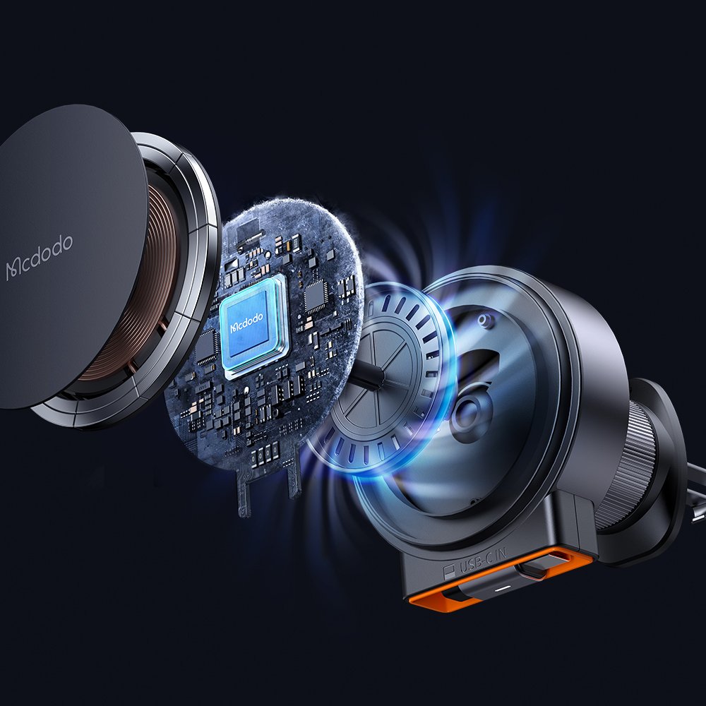 Автомобильный держатель MCDODO CH-3000 Magnetic Wireless Car Charger 15W with retractable cable