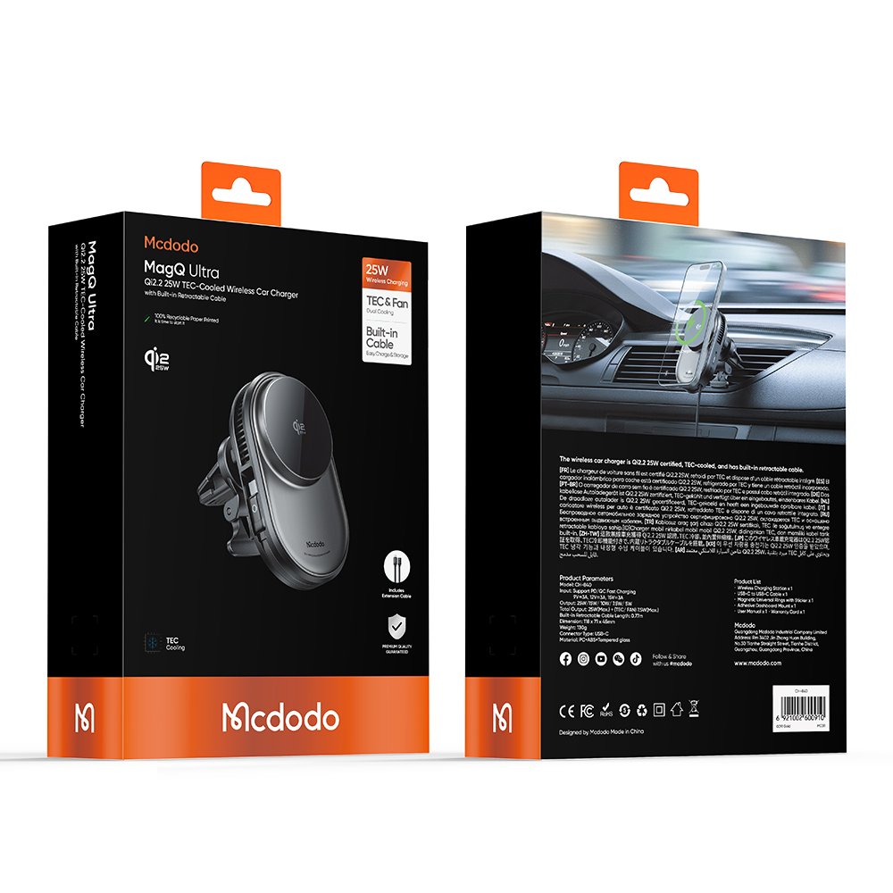 Автомобильный держатель MCDODO CH-8400 Magnetic Wireless Car Charger 25W with 45W Charger