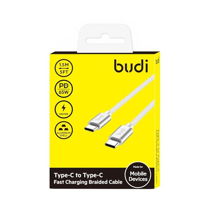DC206TT15W Budi 1.5m 65W Type-C to Type-C Cable
