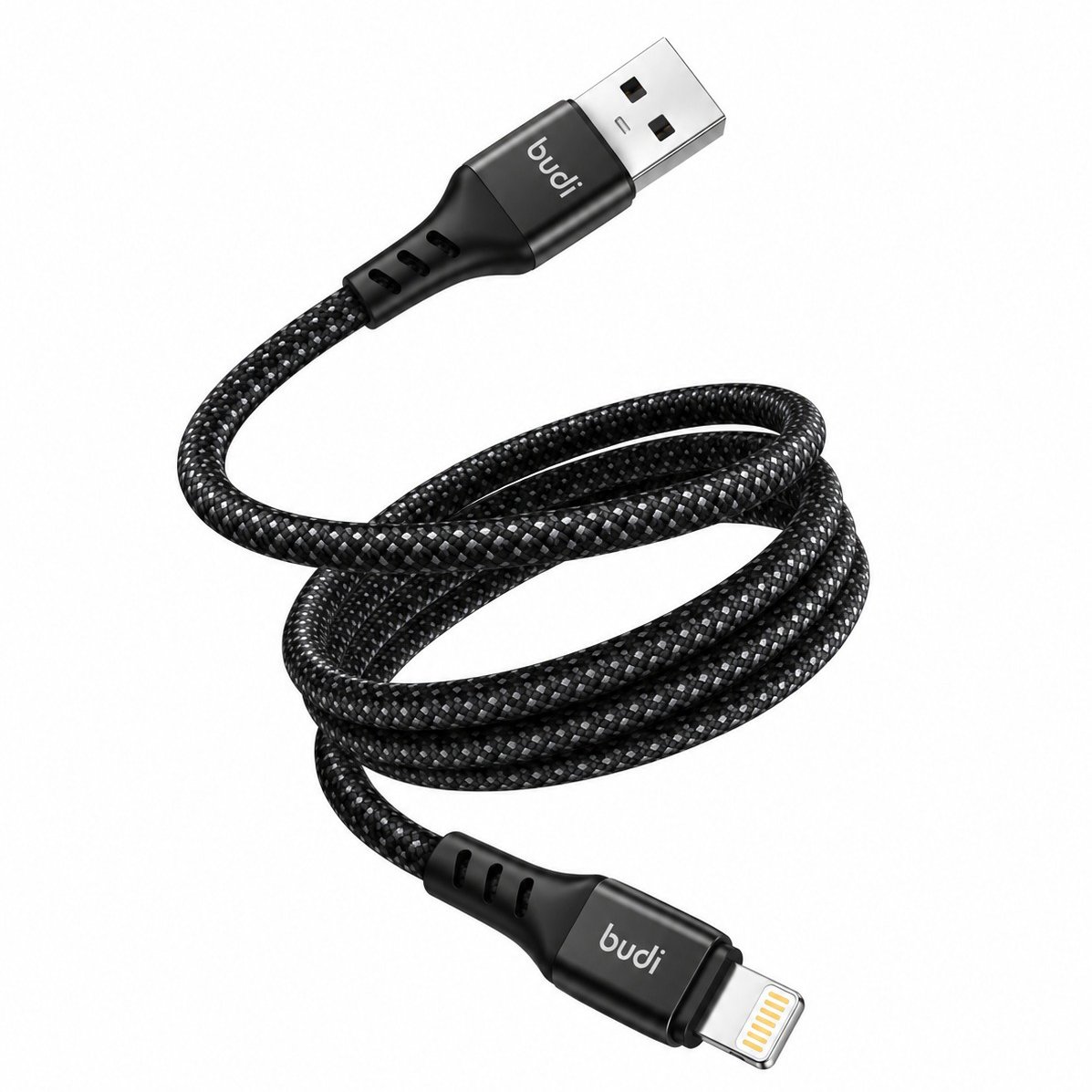 M8J210L - USB-кабель Budi Lightning in cloth 1m, 2.4A Faster, Aluminum shell