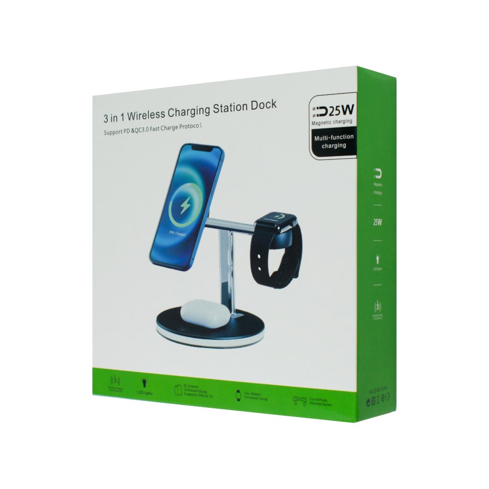 MagSafe PD&QC 3.0 Беспроводное ЗУ 3in1 Charging Station 25W