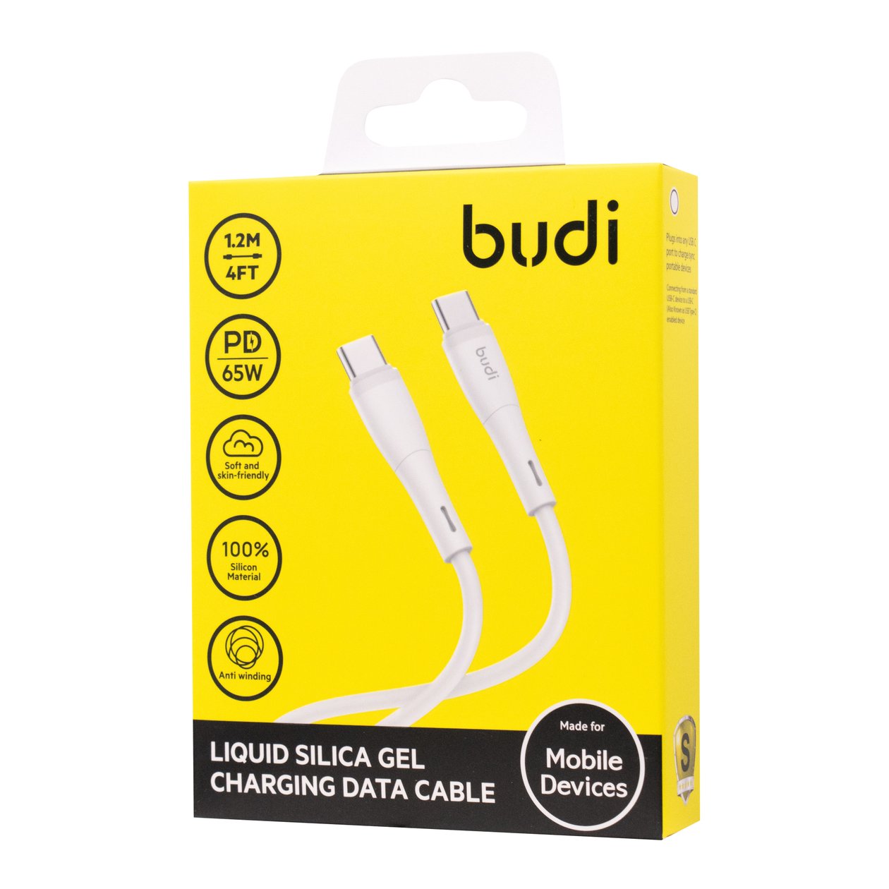 DC237TT12W - Budi Liquid Silica Gel Cable Type - C to Type - C 1.2m 65W