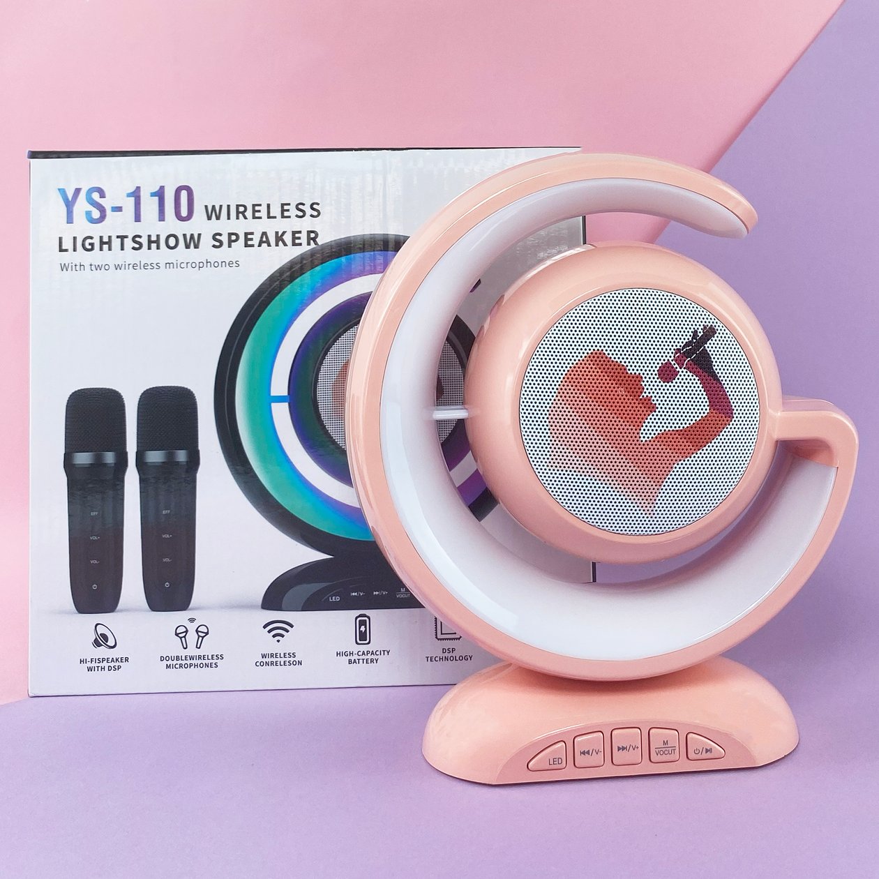 Портативная Bluetooth колонка YS-110 с двумя микрофонами и RGB подсветкой