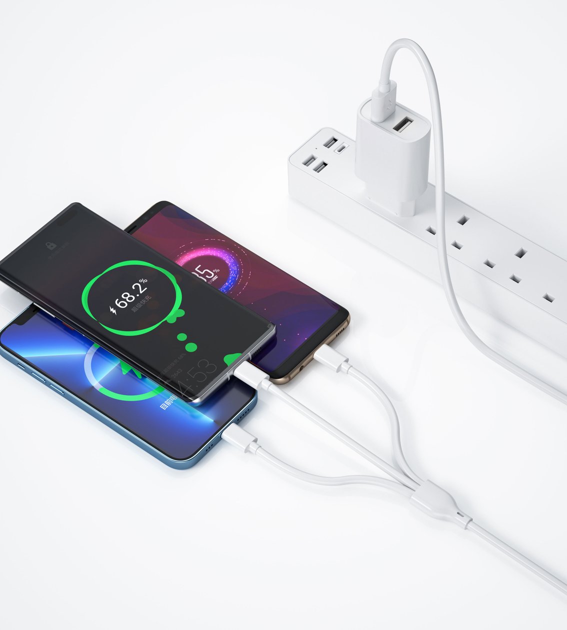 WIWU СЗУ Wi-U003 Dual USB Charger + 3 in 1 Cable EU Plug
