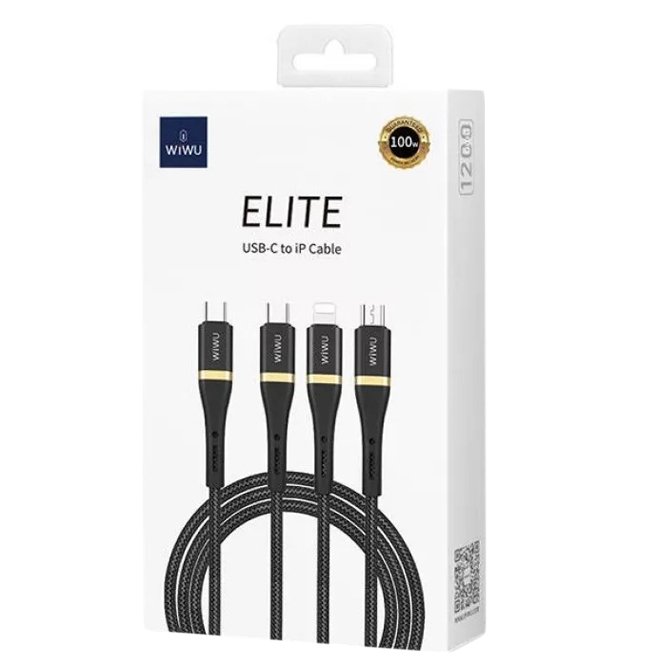 Wiwu Кабель WI-C023 Vigor Series 3in1 Type-C Lightning Micro Reel Data and Charging Cable 100W