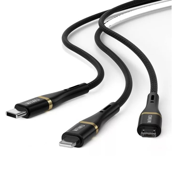Wiwu Кабель WI-C023 Vigor Series 3in1 Type-C Lightning Micro Reel Data and Charging Cable 100W