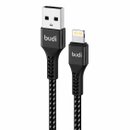 M8J210L - USB-кабель Budi Lightning in cloth 1m, 2.4A Faster, Aluminum shell