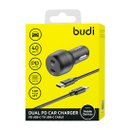 CC108RTTB - Budi Dual PD Car Charger 40w + Cable PD USB-C to USB-C