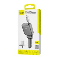 CC605B - Budi Car Charger 50W Retractable Cable / Тип ЗП + №11507