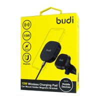 WL3800X - Budi 15W Wireless Faster Charging Pad Car Mount Holder Magnetic Bracket / Магнітний у дефлектор + №3721