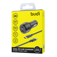 CC108RTTB - Budi Dual PD Car Charger 40w + Cable PD USB-C to USB-C / AЗУ + №7613