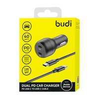 CC108RTTB - Budi Dual PD Car Charger 40w + Cable PD USB-C to USB-C / Budi + №7613