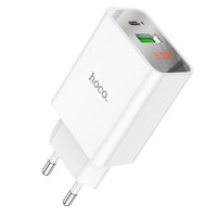 СЗУ Hoco C100A PD20W+QC3.0 charger with digital display (EU) / Адаптер Hoco + №8689