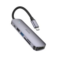 Кабель-переходник Hoco HB28 Type-C multi-function converter(HDTV+USB3.0+USB2.0+SD+TF+PD) / Кабелі / Перехідники + №8752