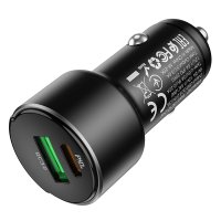 АЗУ Hoco Z42 Light road dual port digital display PD20W+QC3.0 car charger / AЗУ + №8862