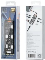 WIWU Адаптер CB008 Cyber HUB 8 in 1 USB-C to USB3 x 2 / USB2 / Type-C / HDMI / SD / Micro SD / RG45 / WIWU + №9040
