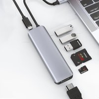 WIWU Переходник A731HC adapter Hub Type-C 7in1 Alpha HDMI, 3xUSB, SD, Type-C / Type-C + №9041