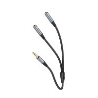 Аудио кабель Hoco UPA21 2-in-1 3.5 headset audio adapter cable(male to 2*female) / AUX + №9503