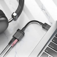 Кабель-переходник Hoco LS37 Spirit 2-in-1 transparent external sound card for earphones USB to 3.5mm / Перехідники/подовжувачі + №9805