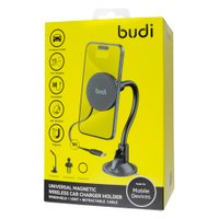 CM579B - Budi  Universal Magnetic Wireless Car Charger and Holder - Windshield + Vent + Retractable / Магнітний у дефлектор + №9948