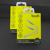 DC103TT20W - USB-кабель Budi Type-C to Type-C Fast Charging Braided Cable 2m / Budi + №9953