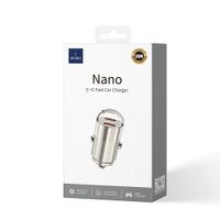 WIWU Автомобильное зарядное устройство Wi-QC029 Nano Series 30W Fast Car Charger USC-C+USB-C / WIWU + №10357