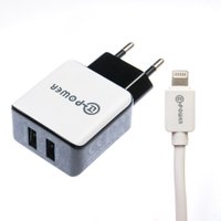СЗУ QLT-POWER HUT-1 Lightning, 2 USB / Зарядні пристрої + №7276