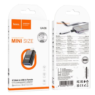 Переходник Hoco UA36 iP male to USB female OTG / Кабели / Переходники hoco + №11402