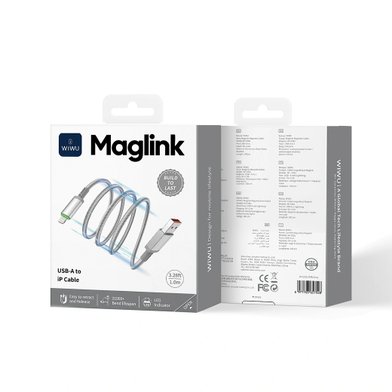 WIWU Кабель Wi-C081 12W Maglink Magnetic Cable USB A to Lighting / Кабели / Переходники wiwu + №11596