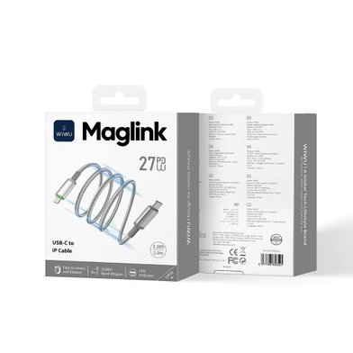 WIWU Кабель Wi-C083 27W Maglink Magnetic Cable C-L 1M / Кабели / Переходники wiwu + №11599