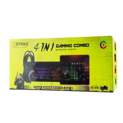 Комплект проводной (клавиатура + мышь + наушники + коврик) XSTRIKE XS-2030 4в1 RGB / Комп'ютери/Планшети + №11705