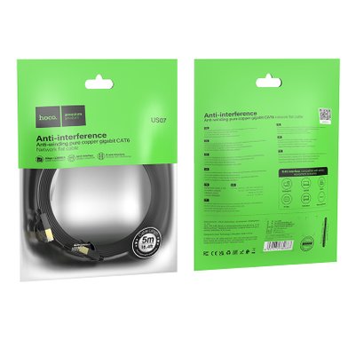 Кабель Hoco US07 General pure copper flat network cable(L=5M) / Кабелі / Перехідники + №11801