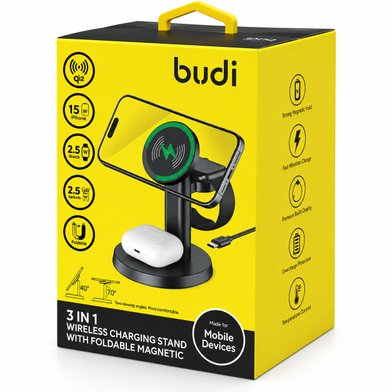 WL4900B - Budi MagSafe 3 in 1 15W Wireless Faster Charger / Нові надходження + №12048