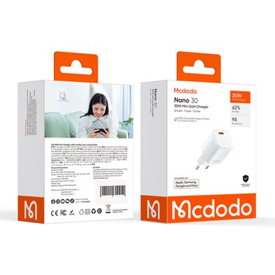 СЗУ MCDODO CH-0080/0081 Mini GaN Charger 30W 1C / Зарядные устройства mcdodo + №12124